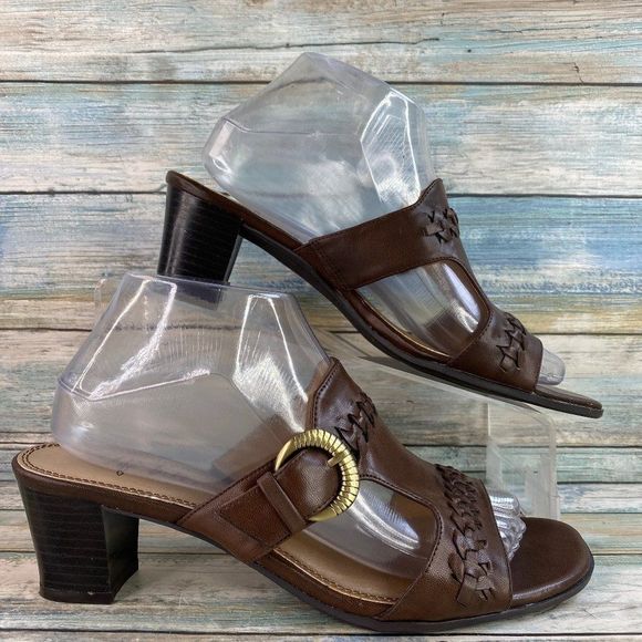 Life Stride Shoes - Lifestride Silverado Brown Slide Sandals Womens Size 8.5M